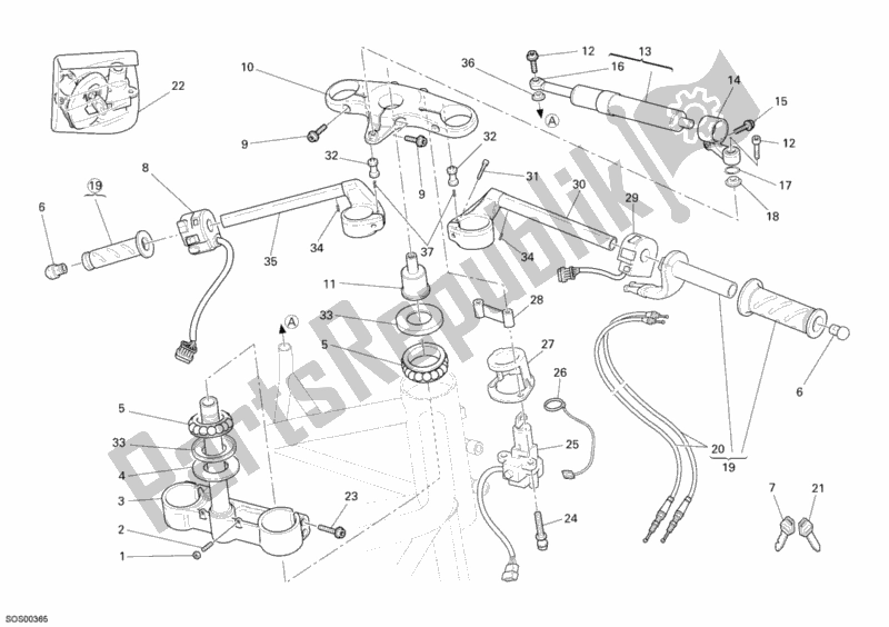 All parts for the Handlebar of the Ducati Sportclassic Sport 1000 S USA 2007